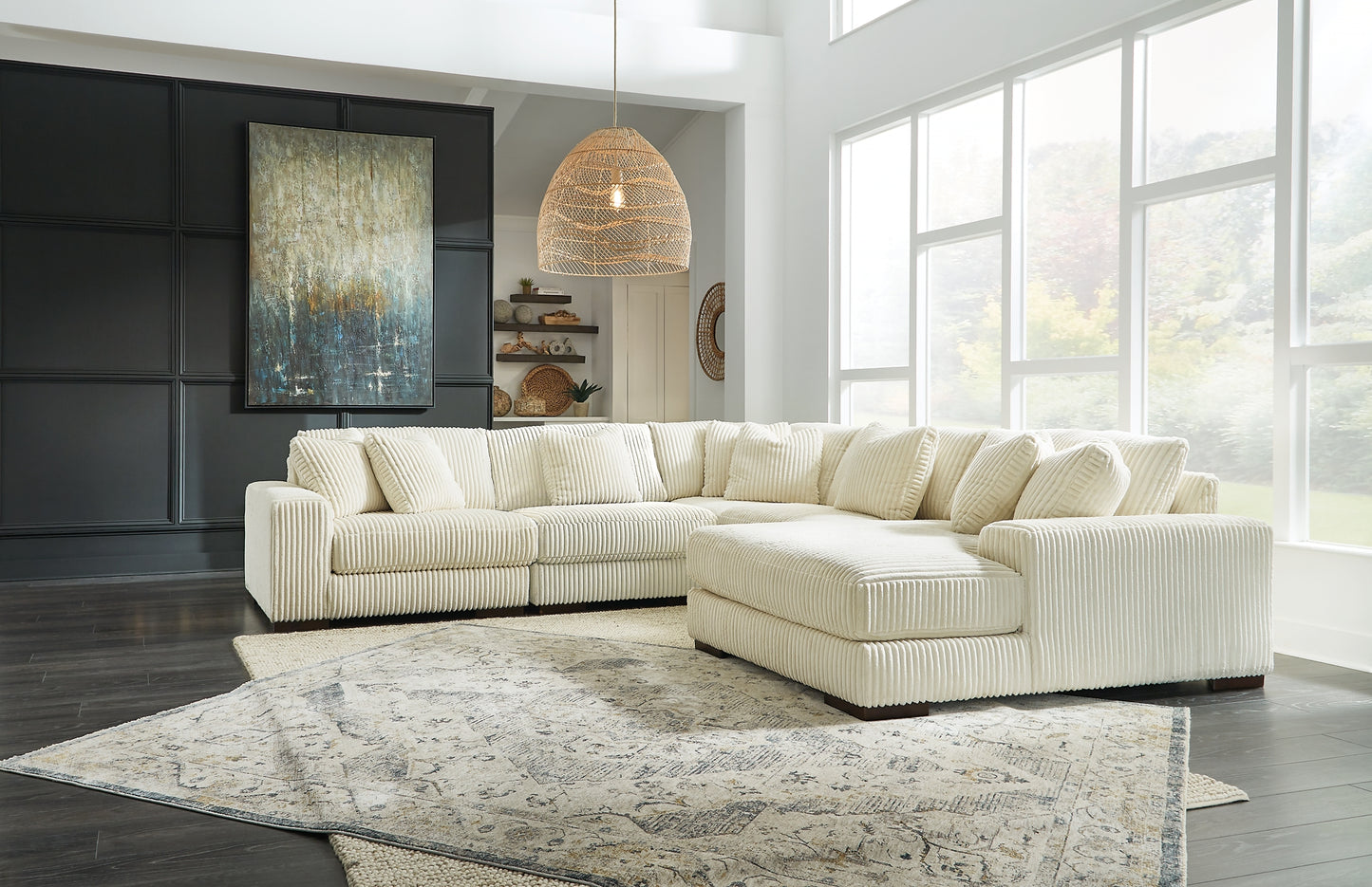 Seccional Lindyn de 5 piezas con chaise longue