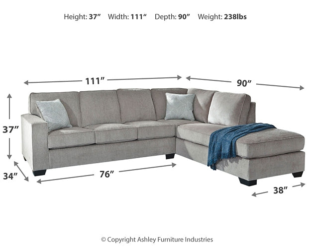 Seccional de 2 piezas con chaise longue Altari