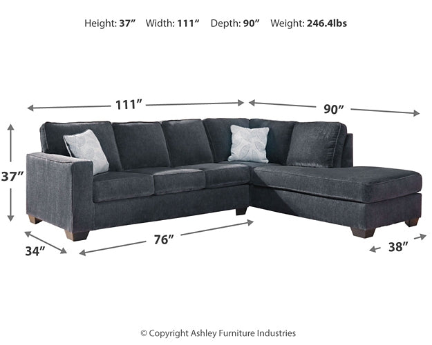 Seccional de 2 piezas con chaise longue Altari
