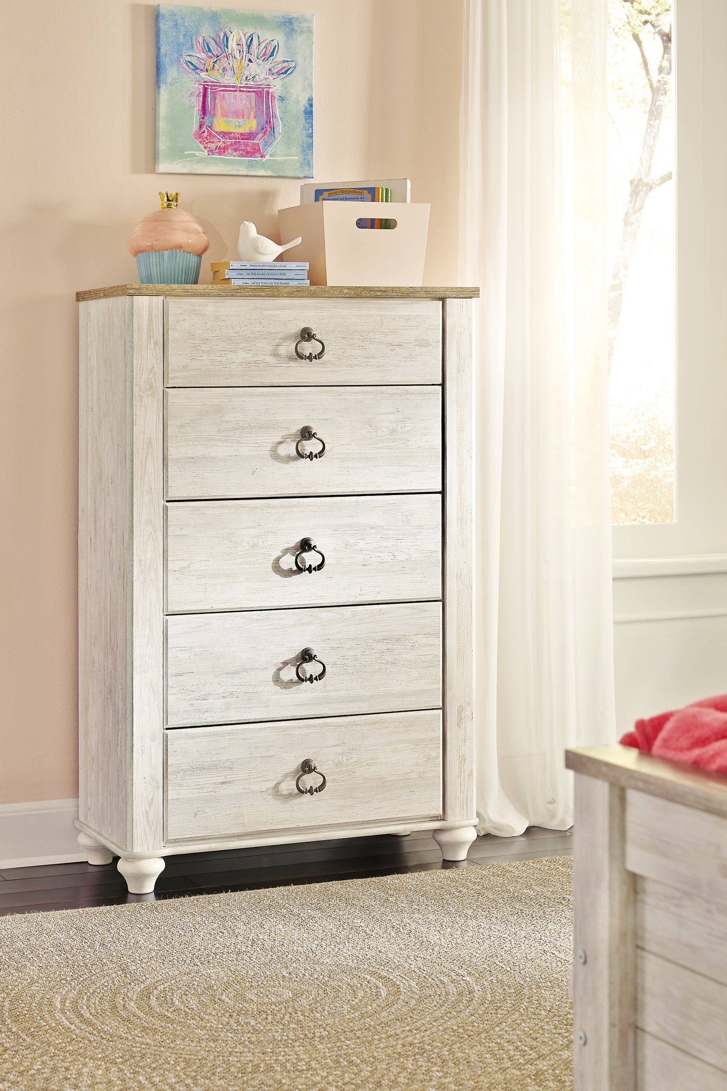Willowton Panel Headboard With Mirrored Dresser, Chest And 2 Nightstands