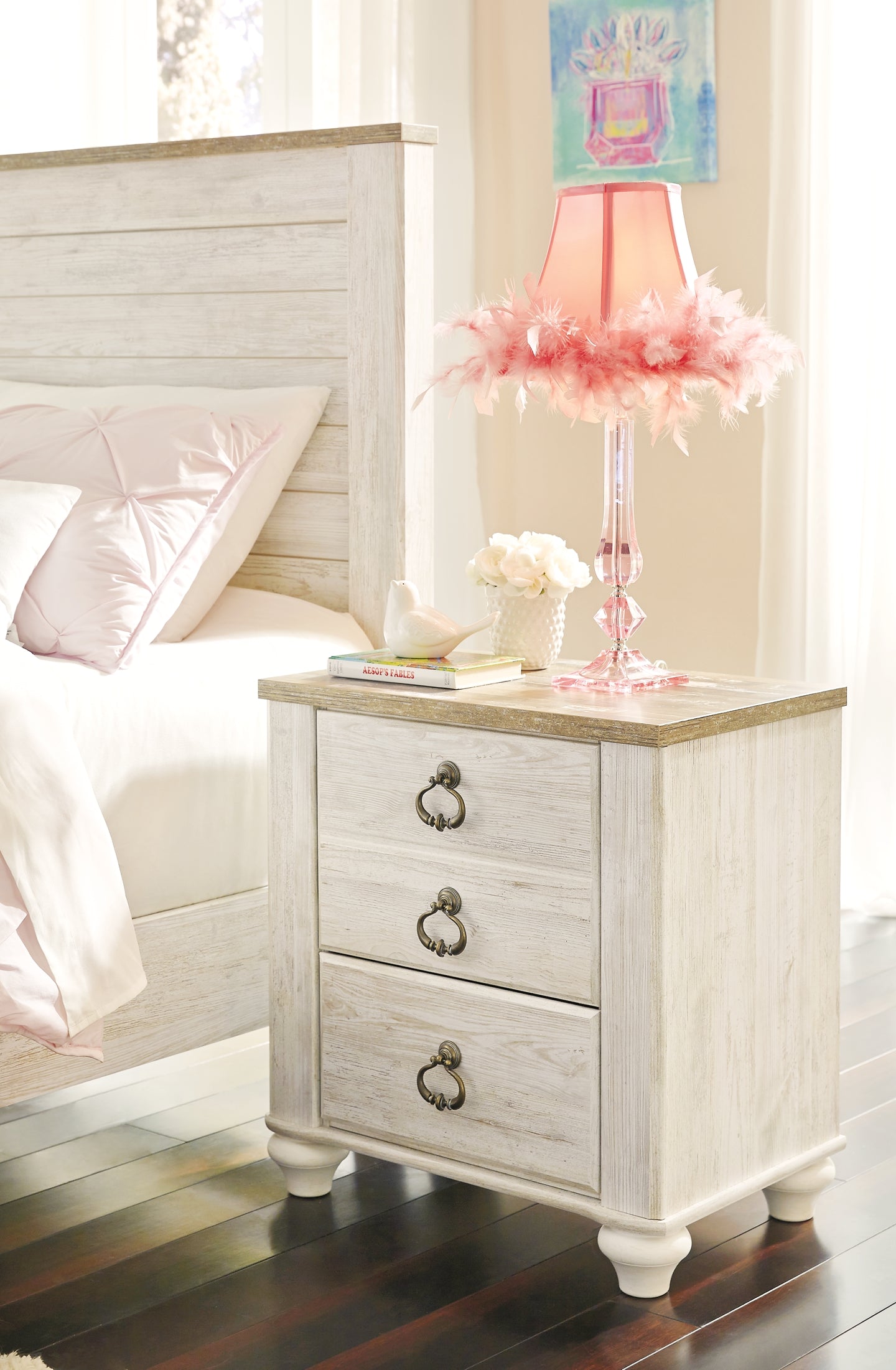 Willowton Panel Headboard With Mirrored Dresser, Chest And 2 Nightstands