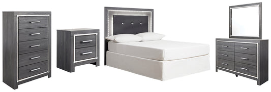 Lodanna Upholstered Panel Headboard With Mirrored Dresser, Chest And Nightstand