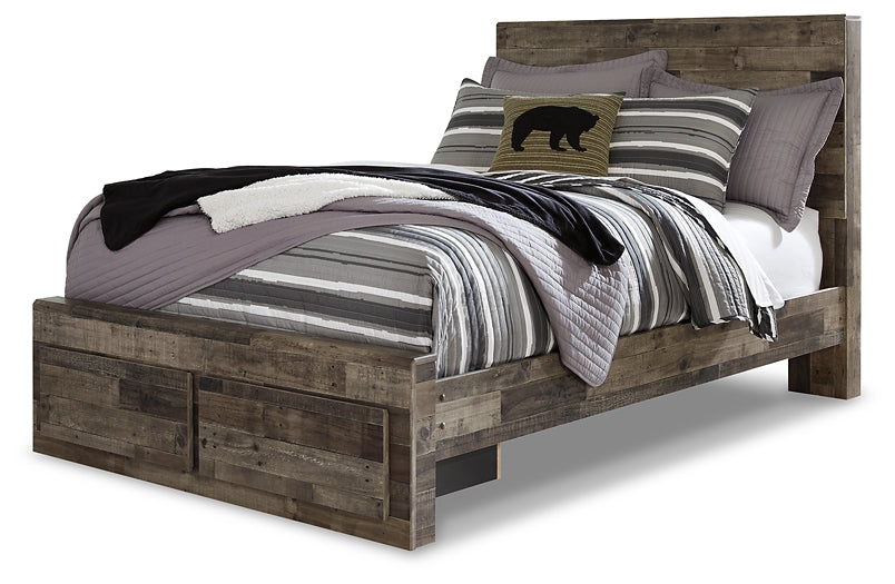 Derekson Panel Bed With 2 Storage Drawers With Mirrored Dresser, Chest And 2 Nightstands