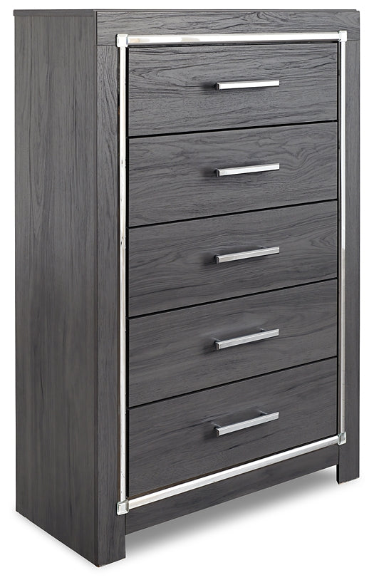 Lodanna Upholstered Panel Headboard With Mirrored Dresser And Chest
