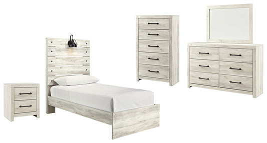 Cambeck Panel Bed With Mirrored Dresser, Chest And Nightstand