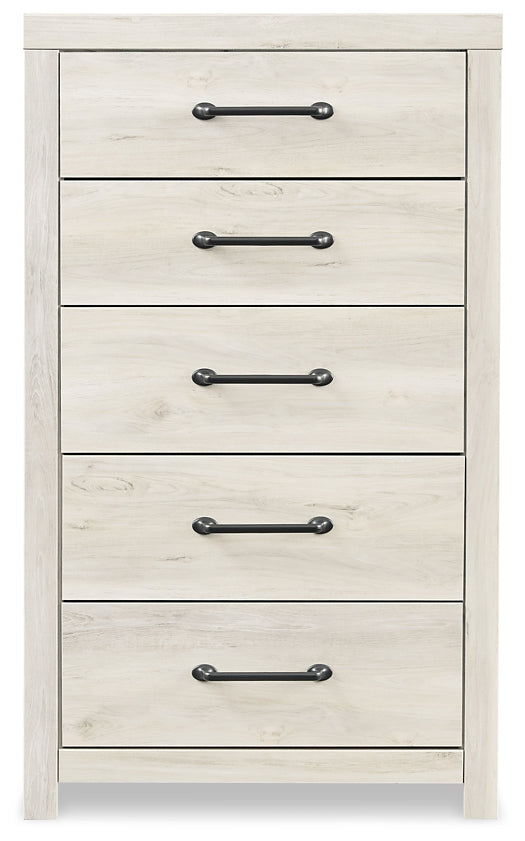 Cambeck Panel Bed With 4 Storage Drawers With Mirrored Dresser, Chest And Nightstand