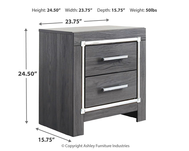 Lodanna Panel Bed With 2 Storage Drawers With Mirrored Dresser, Chest And 2 Nightstands