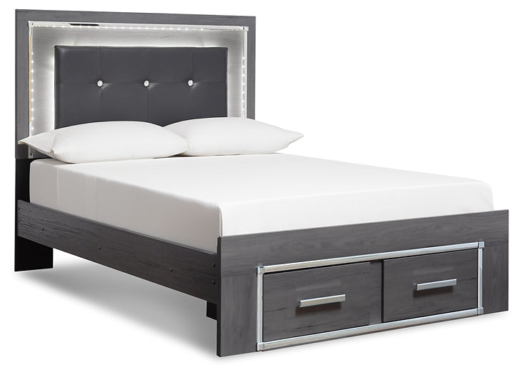 Lodanna Panel Bed With 2 Storage Drawers With Mirrored Dresser And 2 Nightstands