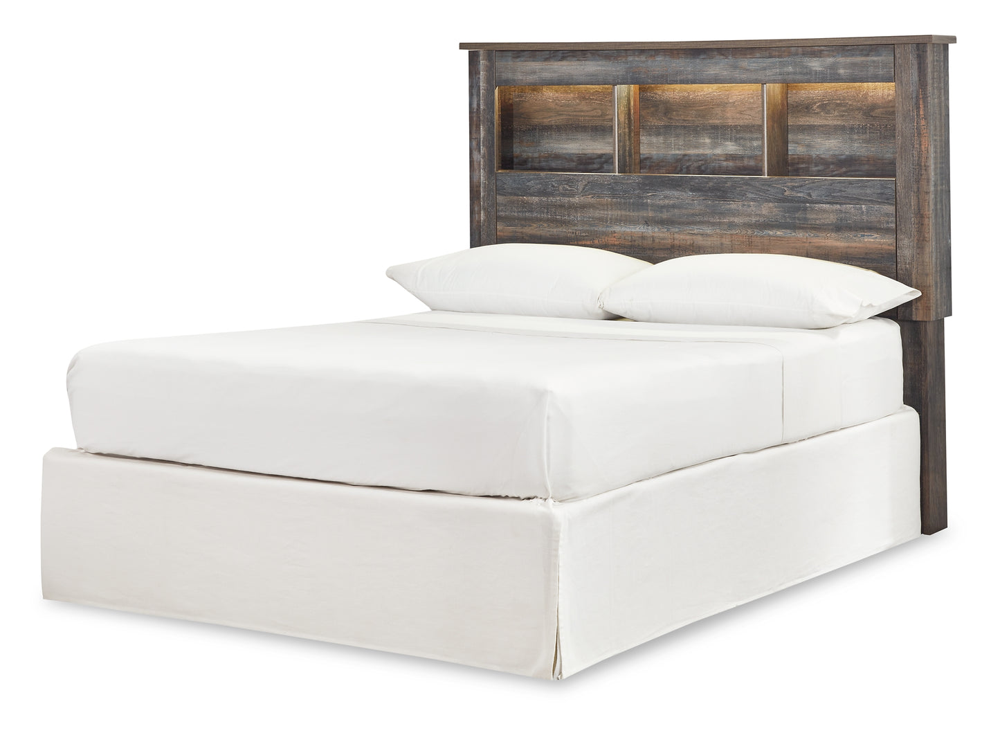 Drystan Bookcase Headboard With Mirrored Dresser And 2 Nightstands