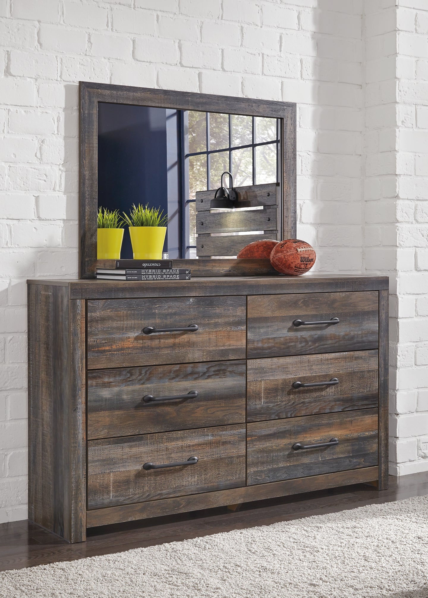 Drystan Panel Bed With 4 Storage Drawers With Mirrored Dresser