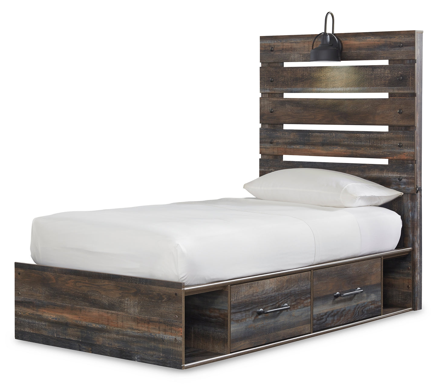 Drystan Panel Bed With 4 Storage Drawers With Mirrored Dresser