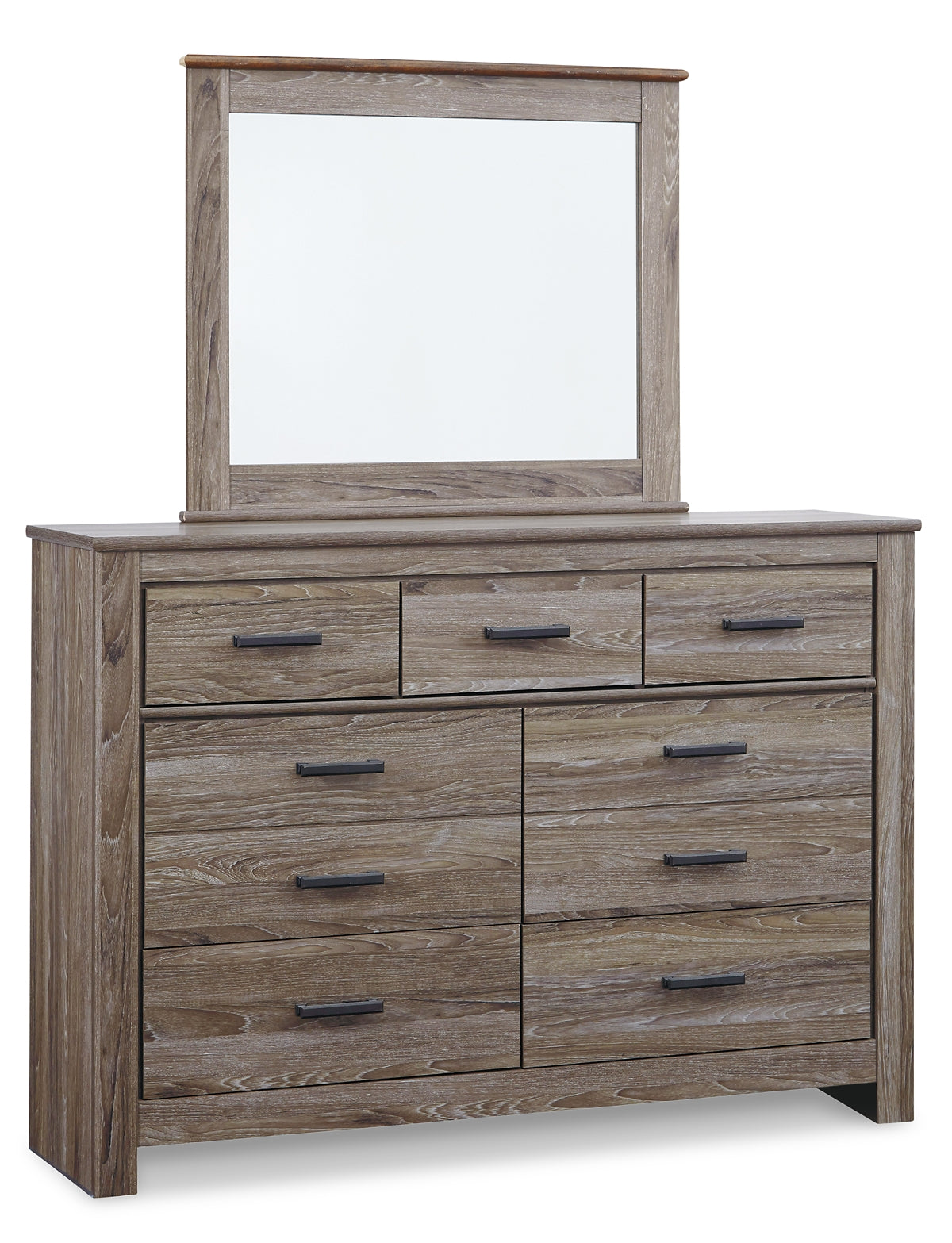 Zelen Panel Bed With Mirrored Dresser, Chest And Nightstand