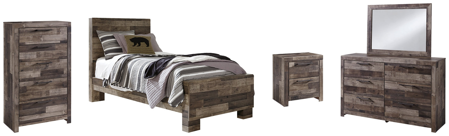 Derekson Panel Bed With Mirrored Dresser, Chest And Nightstand