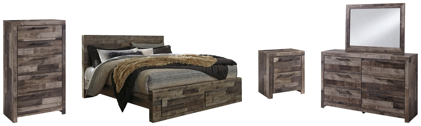 Derekson Panel Bed With 2 Storage Drawers With Mirrored Dresser, Chest And Nightstand