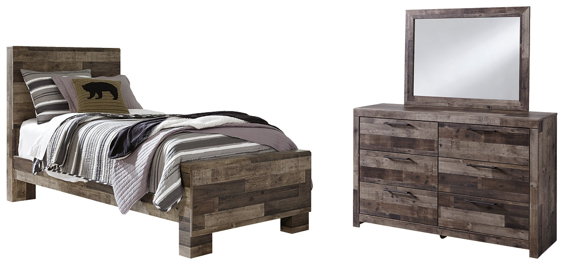 Derekson Panel Bed With Mirrored Dresser