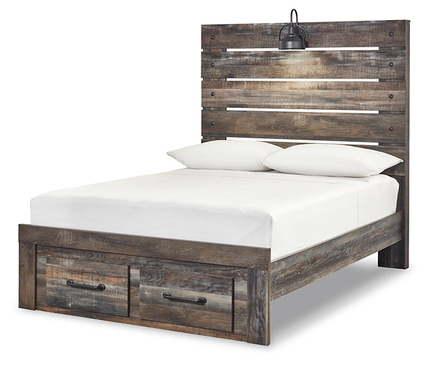 Drystan Panel Bed With 2 Storage Drawers With Mirrored Dresser, Chest And 2 Nightstands