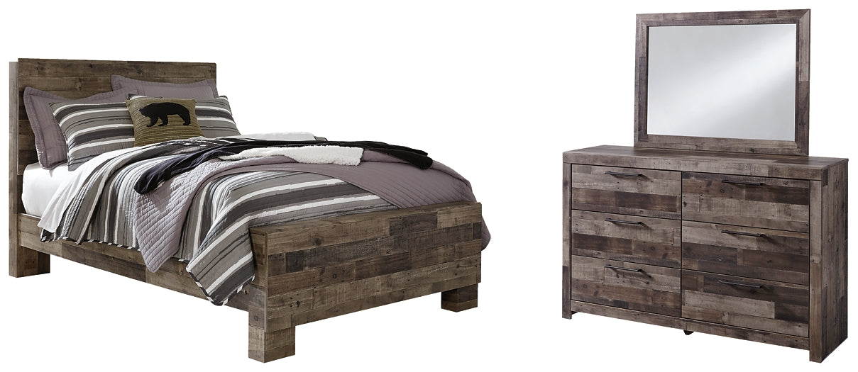 Derekson Panel Bed With Mirrored Dresser