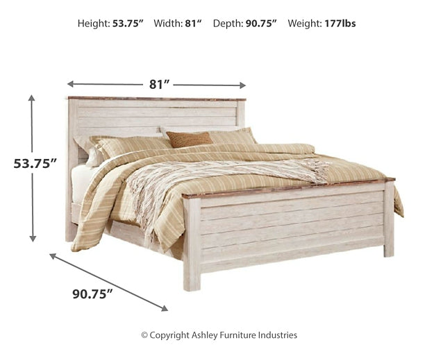 Willowton Panel Bed With Mirrored Dresser And Chest