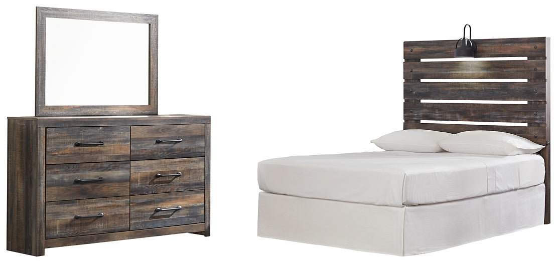 Drystan Panel Headboard With Mirrored Dresser