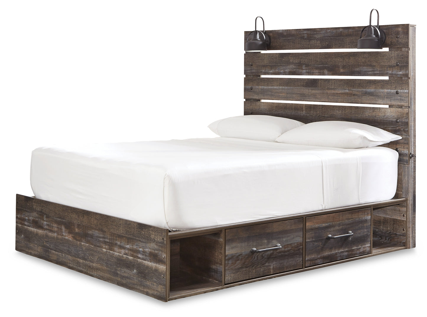 Drystan Panel Bed With 4 Storage Drawers With Mirrored Dresser