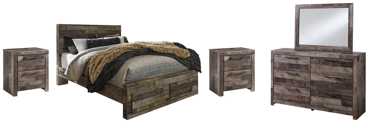 Derekson Panel Bed With 2 Storage Drawers With Mirrored Dresser, Chest And Nightstand