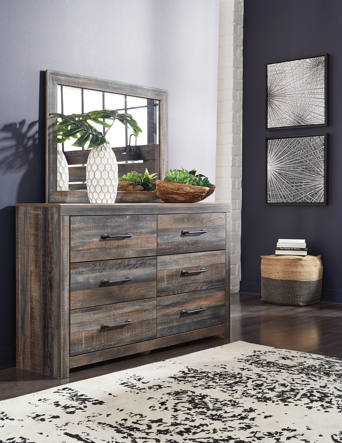 Drystan Panel Bed With Mirrored Dresser