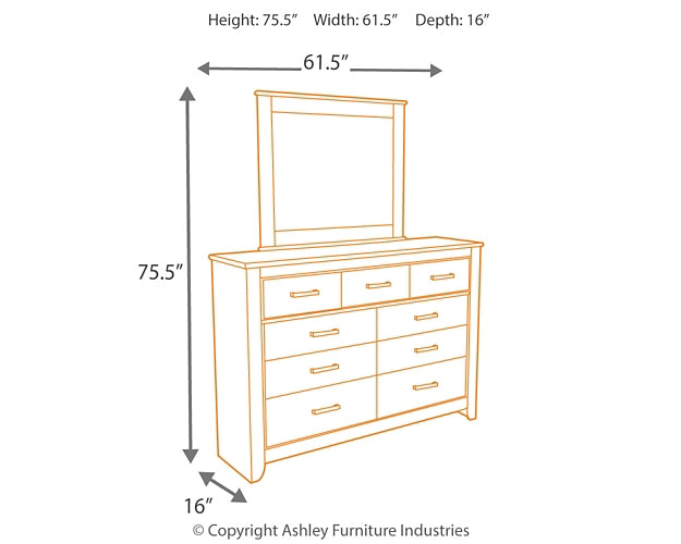 Zelen Panel Headboard With Mirrored Dresser