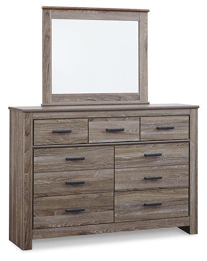 Zelen Panel Headboard With Mirrored Dresser, Chest And 2 Nightstands
