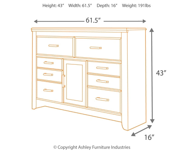 Juararo Poster Bed With Mirrored Dresser And Chest