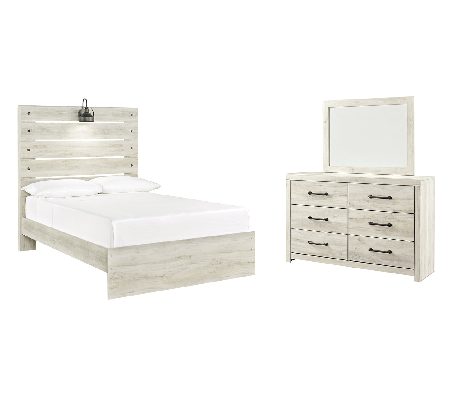 Cambeck Panel Bed With Mirrored Dresser