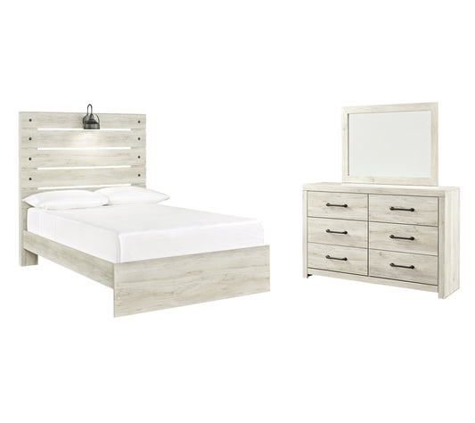 Cambeck Panel Bed With Mirrored Dresser