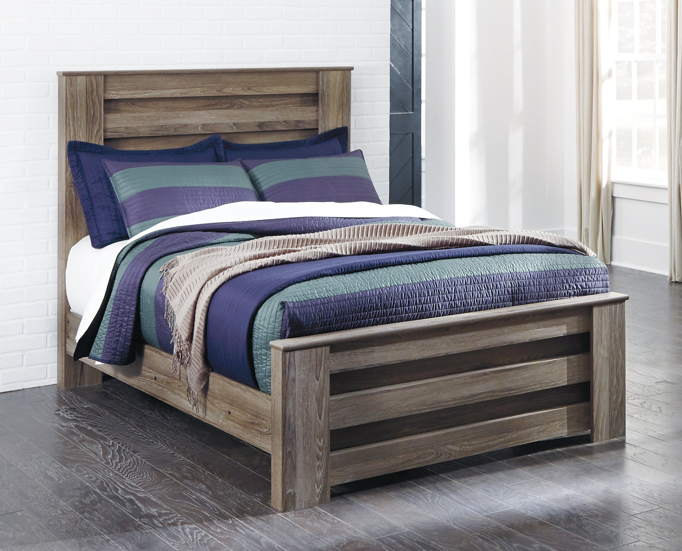 Zelen Panel Bed With Mirrored Dresser And 2 Nightstands