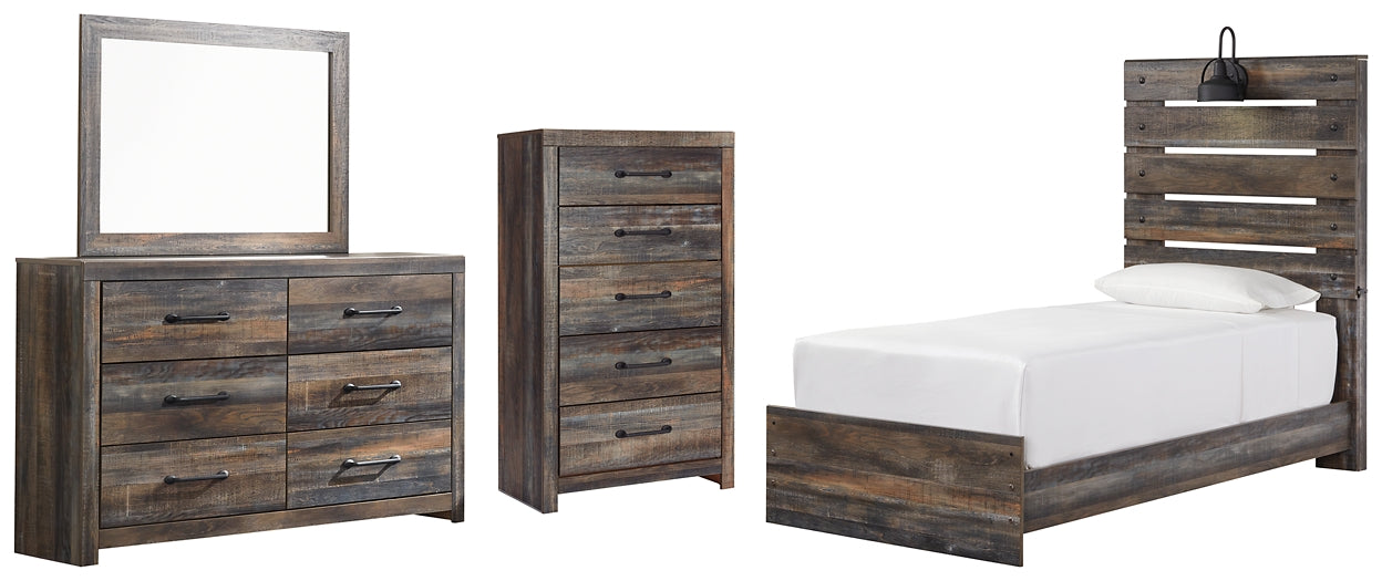 Drystan Panel Bed With Mirrored Dresser And Chest