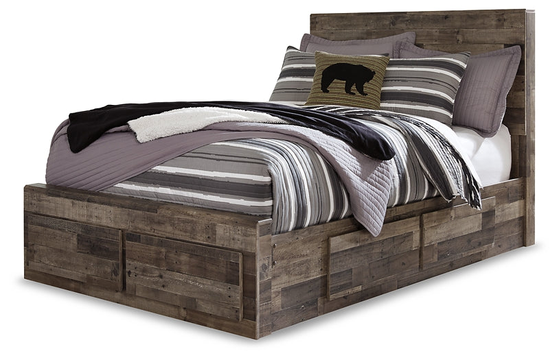 Derekson Panel Bed With 6 Storage Drawers With Mirrored Dresser, Chest And Nightstand