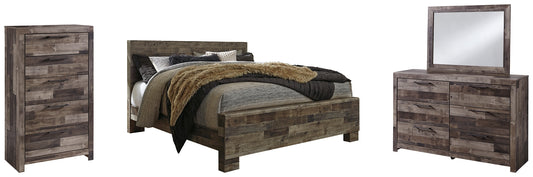 Derekson Panel Bed With Mirrored Dresser And Chest