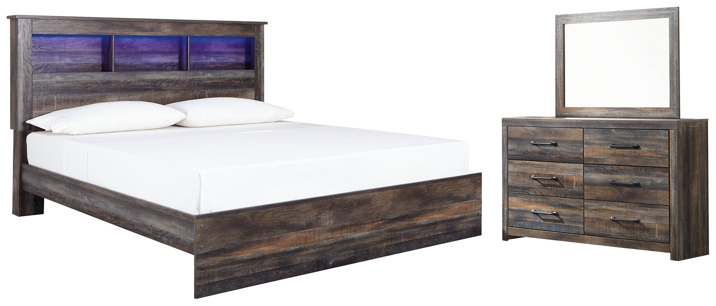 Drystan Panel Bookcase Bed With Mirrored Dresser