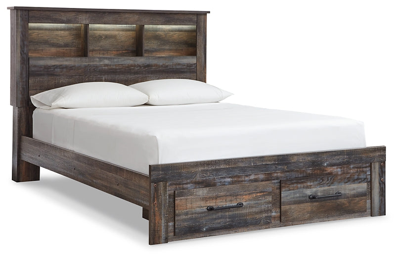 Cama-librería Drystan con dos cajones, cómoda con espejo, cómoda y mesita de noche