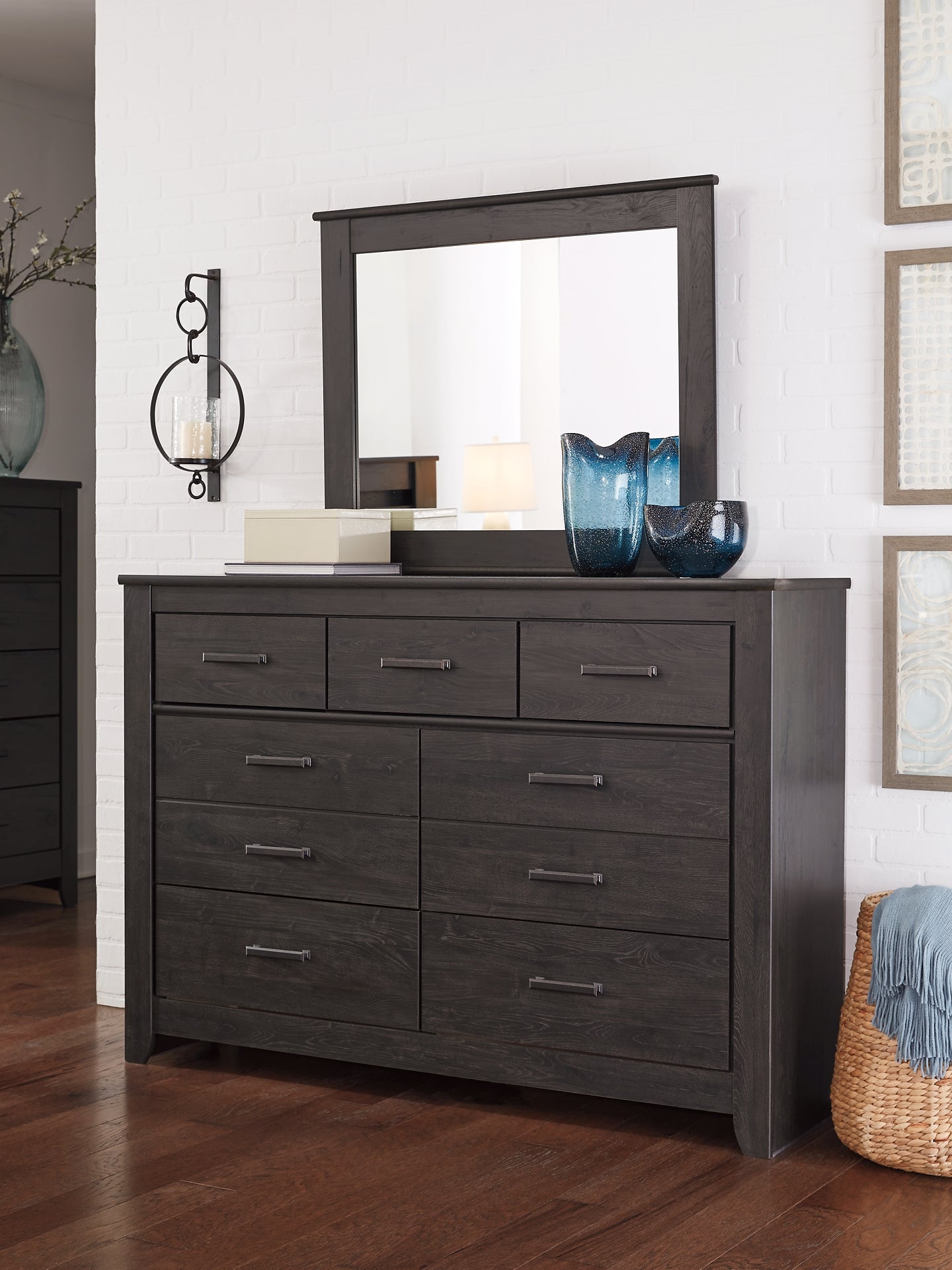 Brinxton Panel Bed With Mirrored Dresser And 2 Nightstands