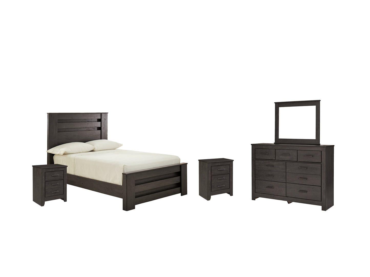 Brinxton Panel Bed With Mirrored Dresser And 2 Nightstands