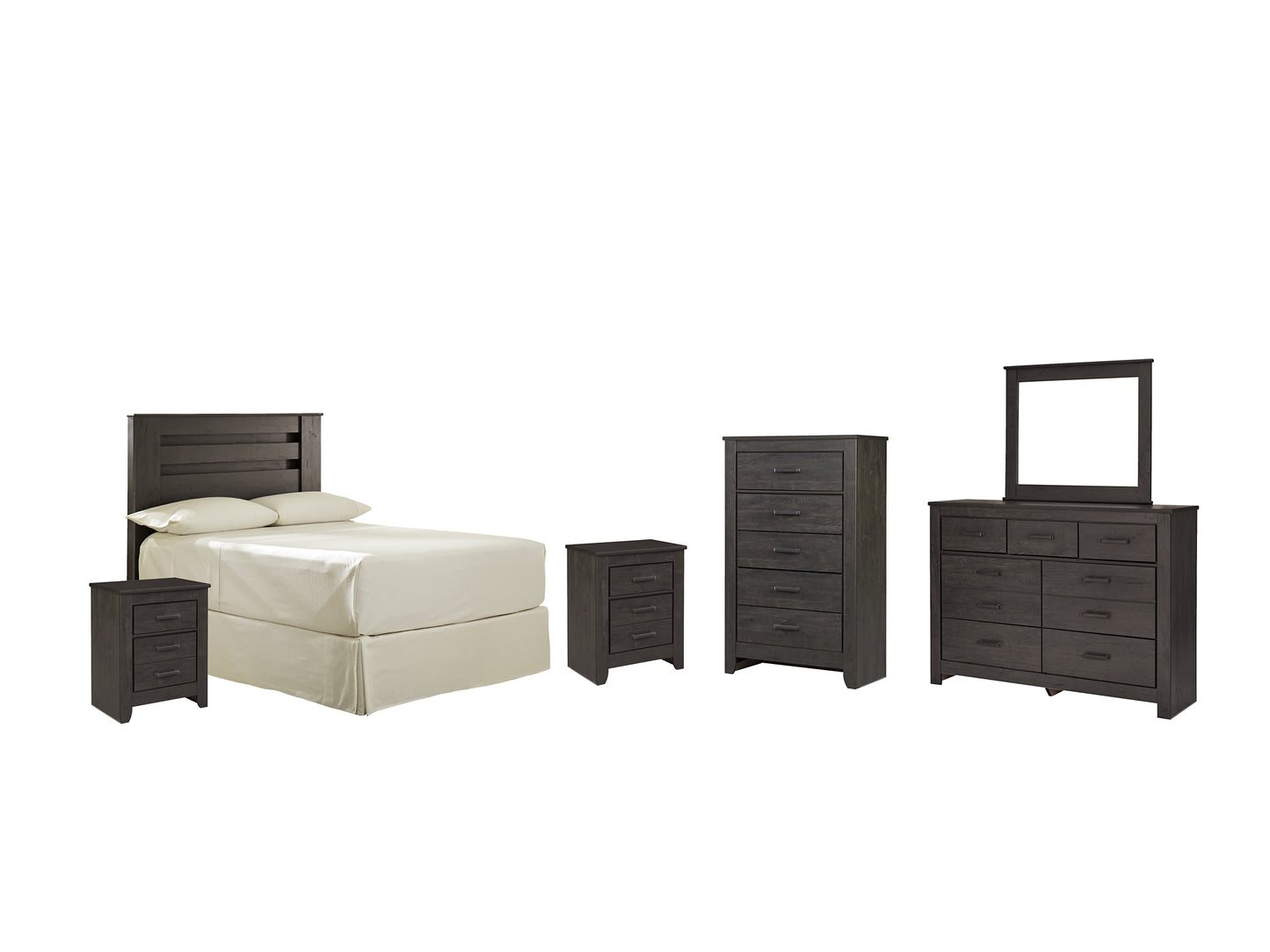 Brinxton Panel Headboard With Mirrored Dresser, Chest And 2 Nightstands