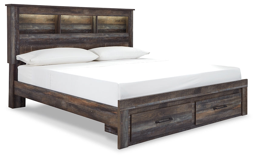 Cama-librería Drystan con dos cajones, cómoda con espejo, cómoda y mesita de noche