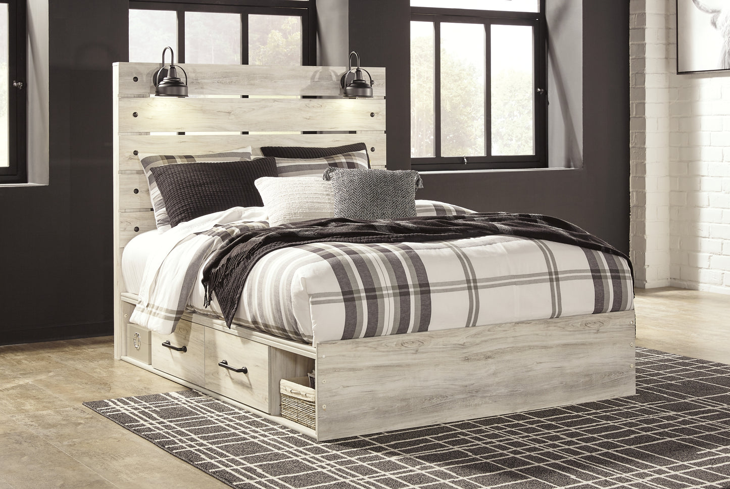Cama Cambeck con 4 cajones y cómoda con espejo