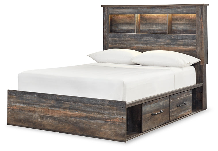 Drystan Bookcase Bed With 2 Storage Drawers With Mirrored Dresser, Chest And Nightstand