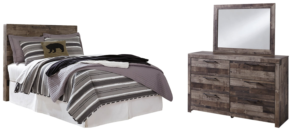 Derekson Panel Headboard With Mirrored Dresser
