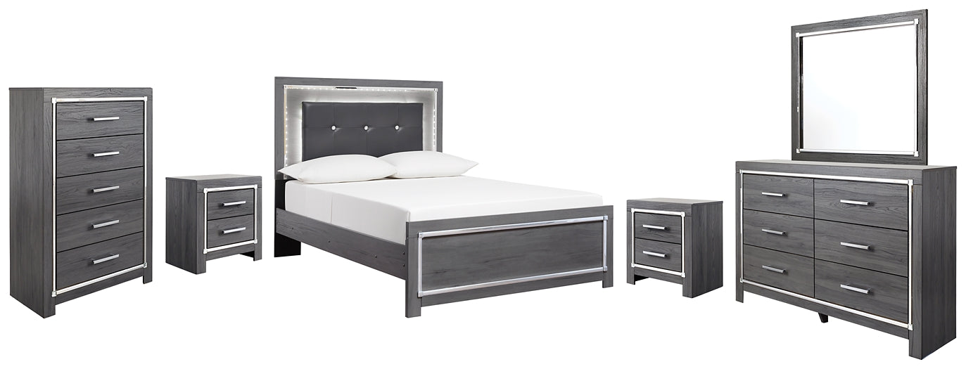 Lodanna Panel Bed With Mirrored Dresser, Chest And 2 Nightstands