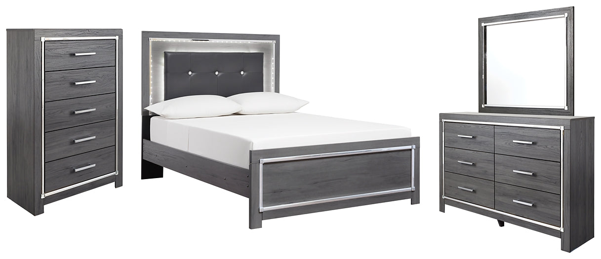 Lodanna Panel Bed With Mirrored Dresser And Chest