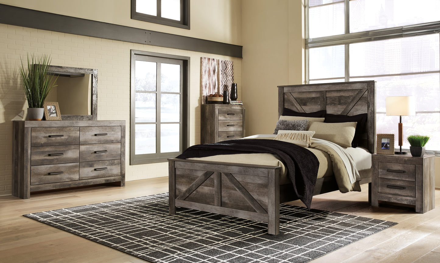 Cama con paneles Wynnlow Crossbuck y tocador con espejo