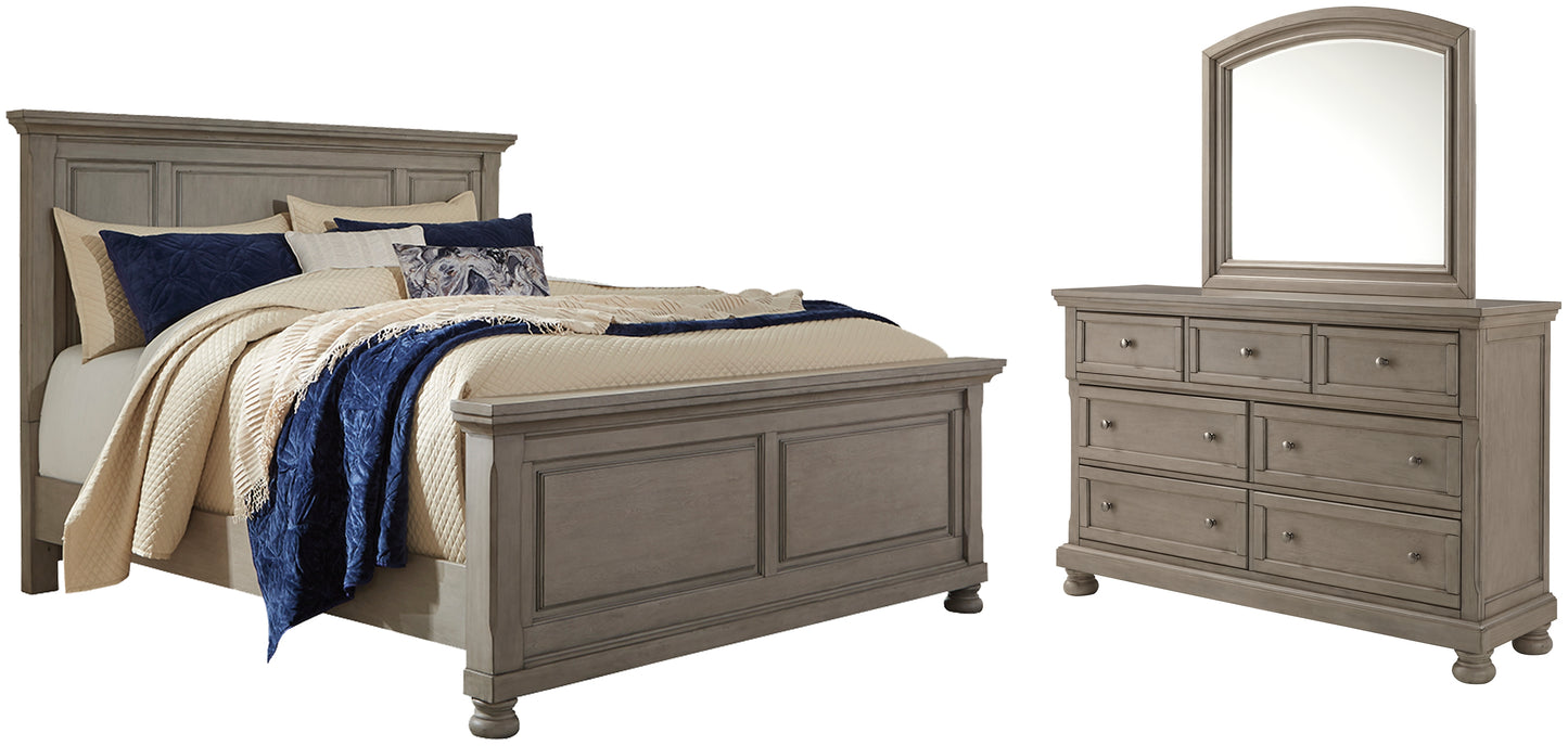 Cama Lettner California con paneles y tocador con espejo