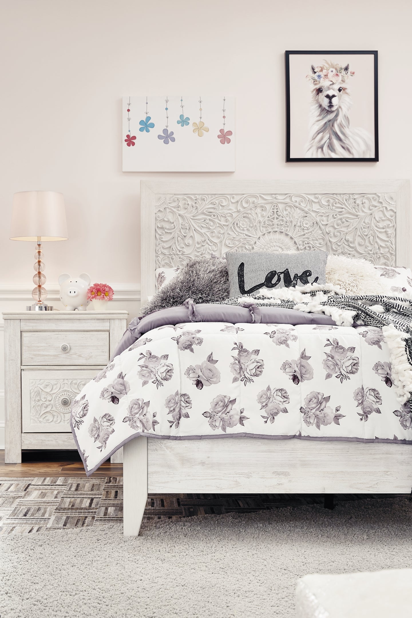 Paxberry Panel Bed With Nightstand