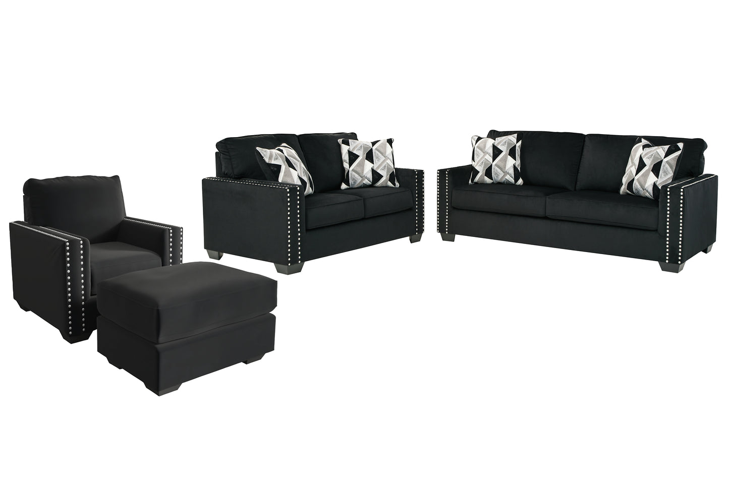 Sofá, loveseat, silla y otomana Gleston